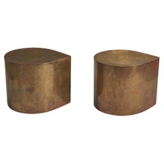 American Designer, Pair of Side Tables, Brass, USA, 1970s