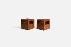 American Designer, Pair of Stools or Side Tables, Pine Plywood, USA, 1970s