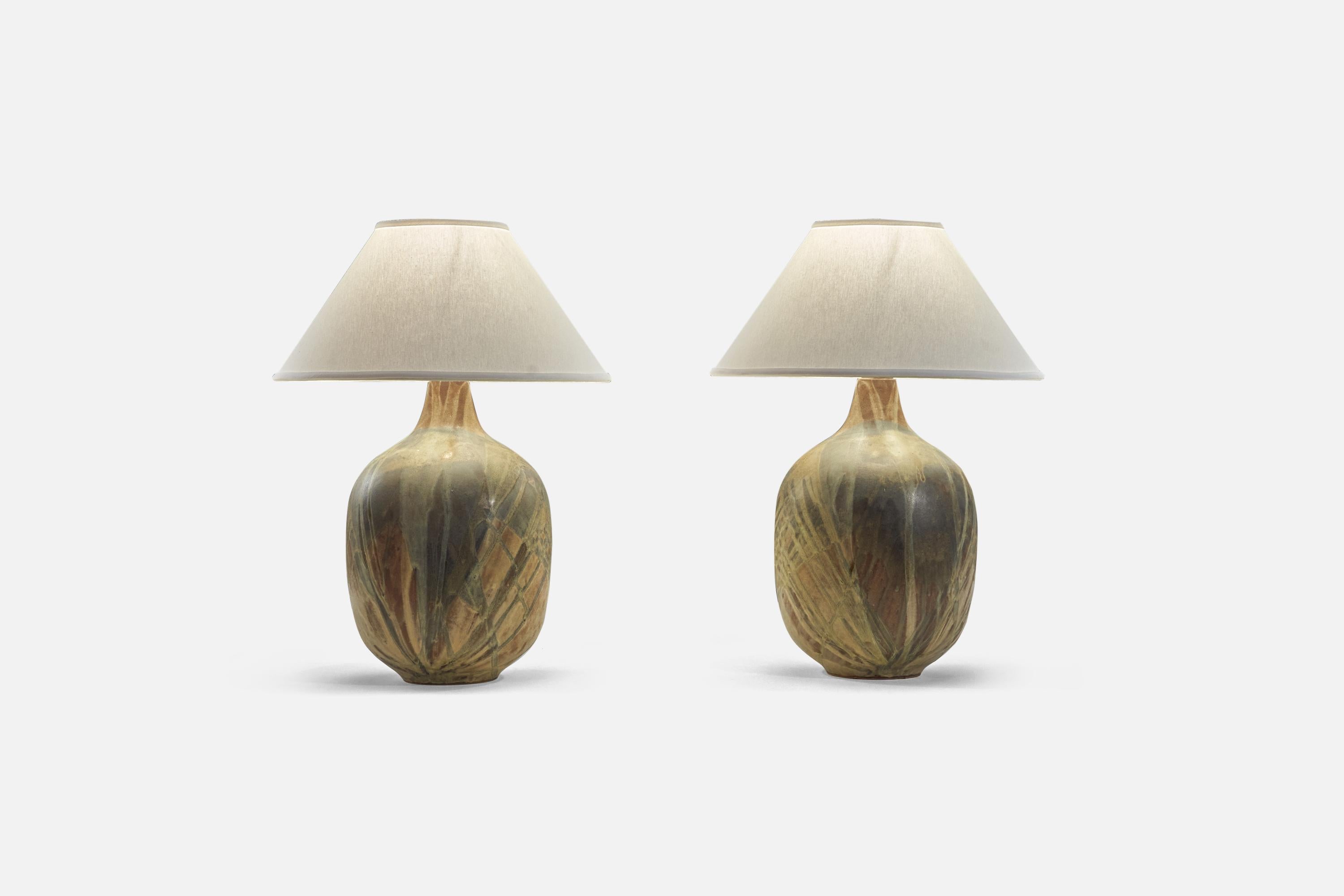 American Designer, Pair of Table Lamps, Ceramic, United States, 1960s In Good Condition In High Point, NC