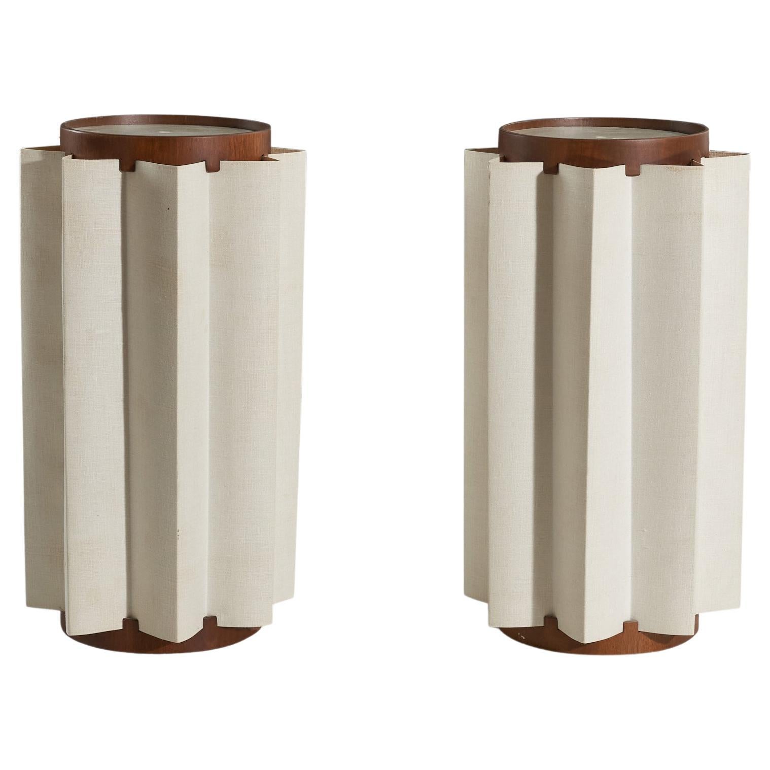 American Designer, Pair of Table Lamps, Wood, Acrylic, Paper, Usa, 1960s