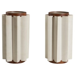 American Designer, Pair of Table Lamps, Wood, Acrylic, Paper, Usa, 1960s