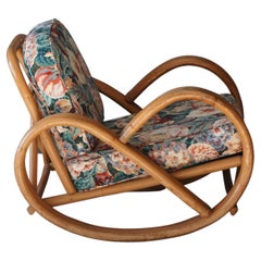 American Designer, Rocking Lounge Chair Bamboo Floral Fabric United States 1950s