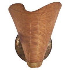 American Designer, Sconce, Brass, Rattan, USA, C. 1940s