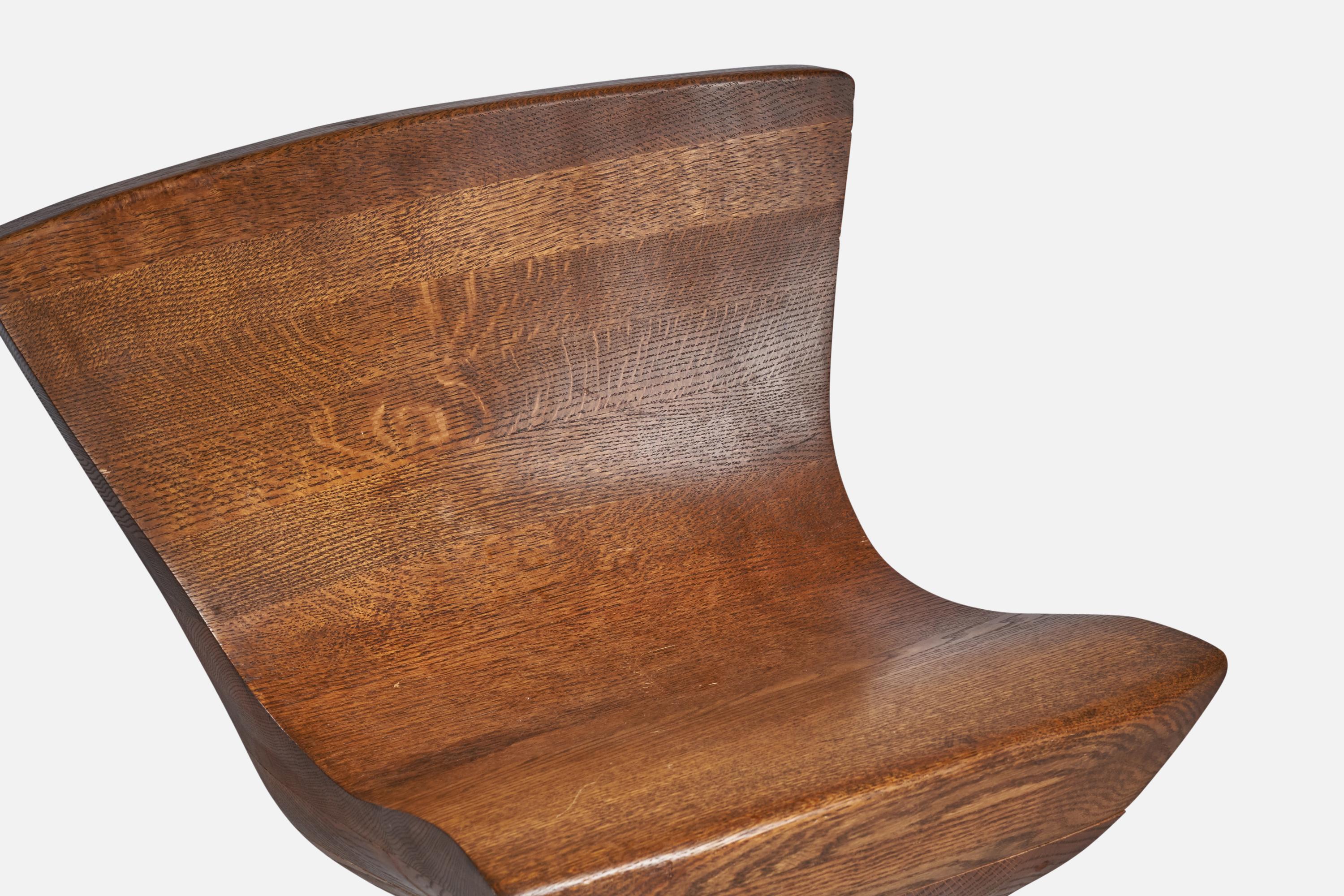 American Designer, Side Chair, Oak, USA, 1980s For Sale 1