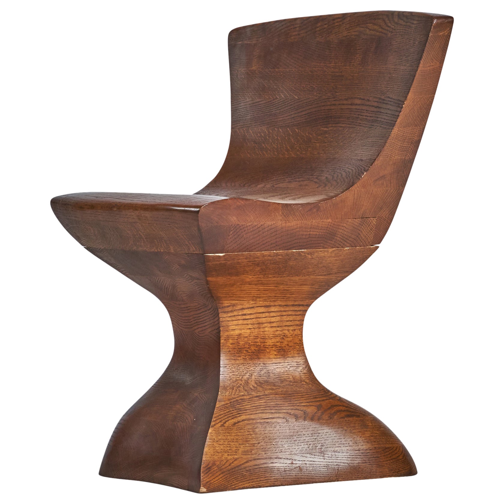 Diseñador americano, Silla auxiliar, Roble, EE.UU., Década de 1980