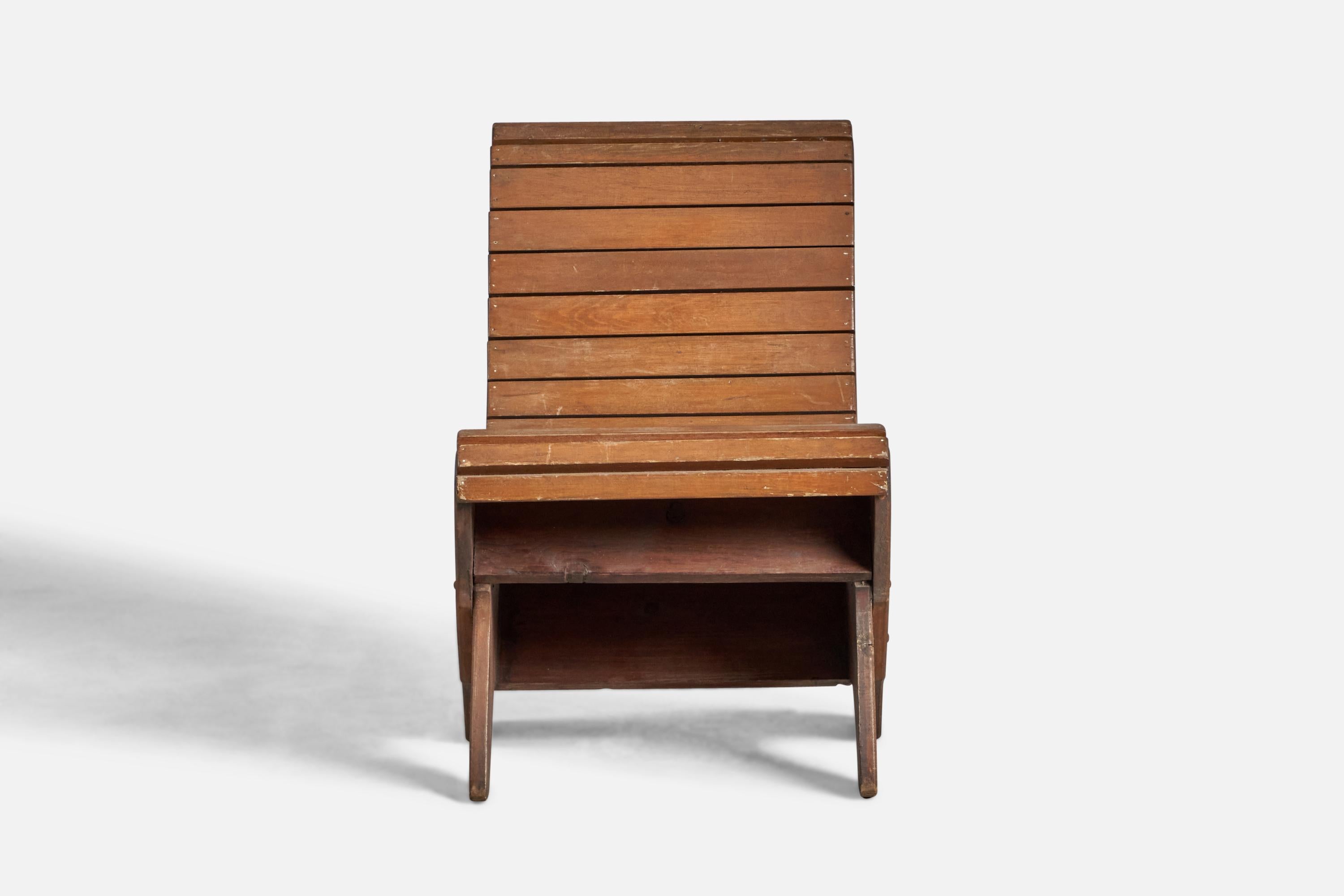 Modern American Designer, Side Chair, Wood, USA, 1940s For Sale