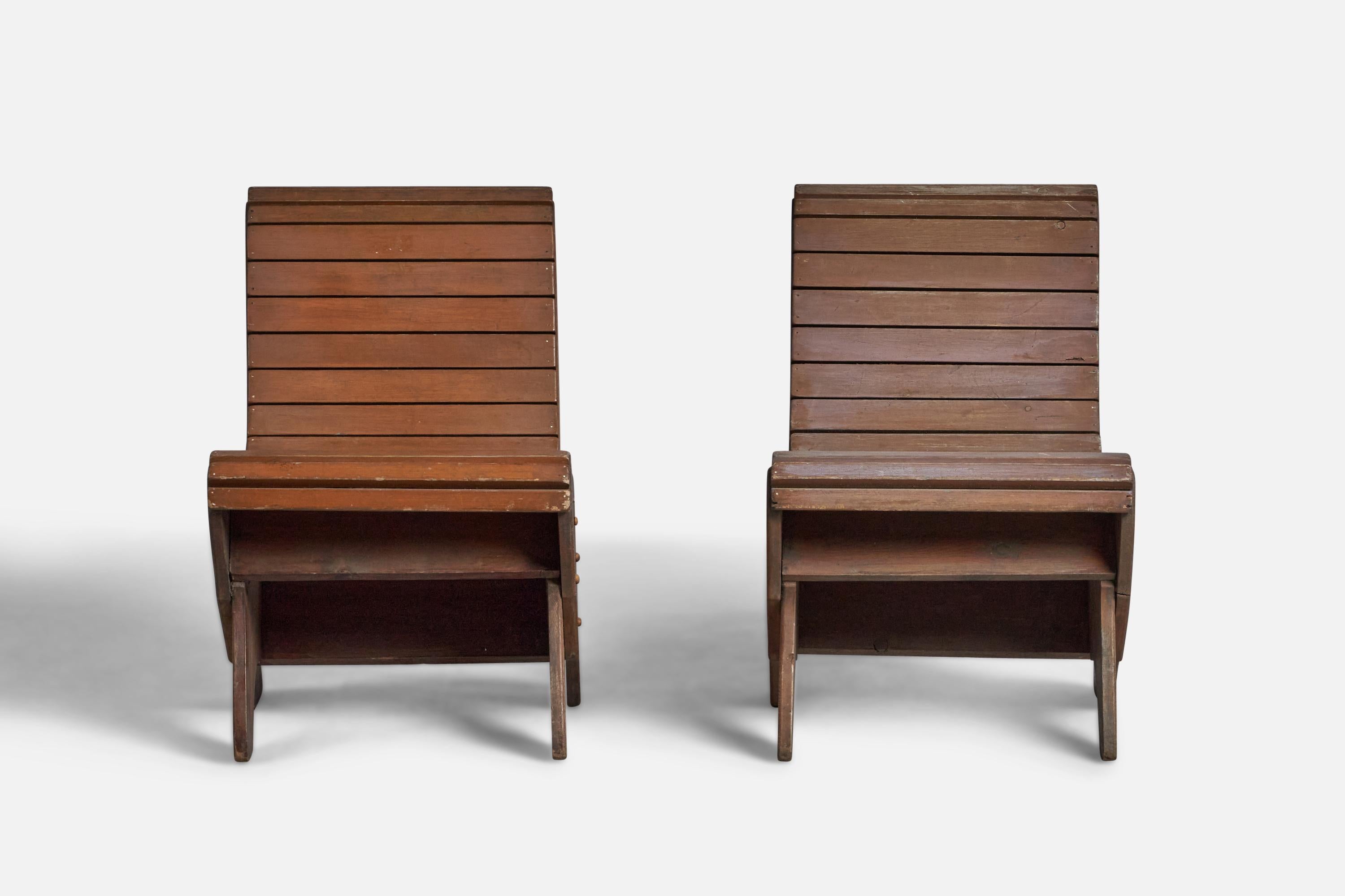 Modern American Designer, Side Chairs, Wood, USA, 1940s For Sale