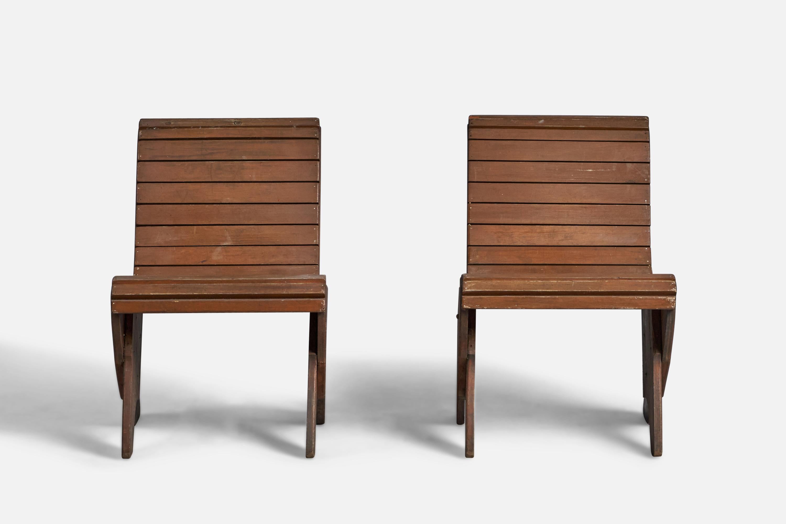 Modern American Designer, Side Chairs, Wood, USA, 1940s For Sale