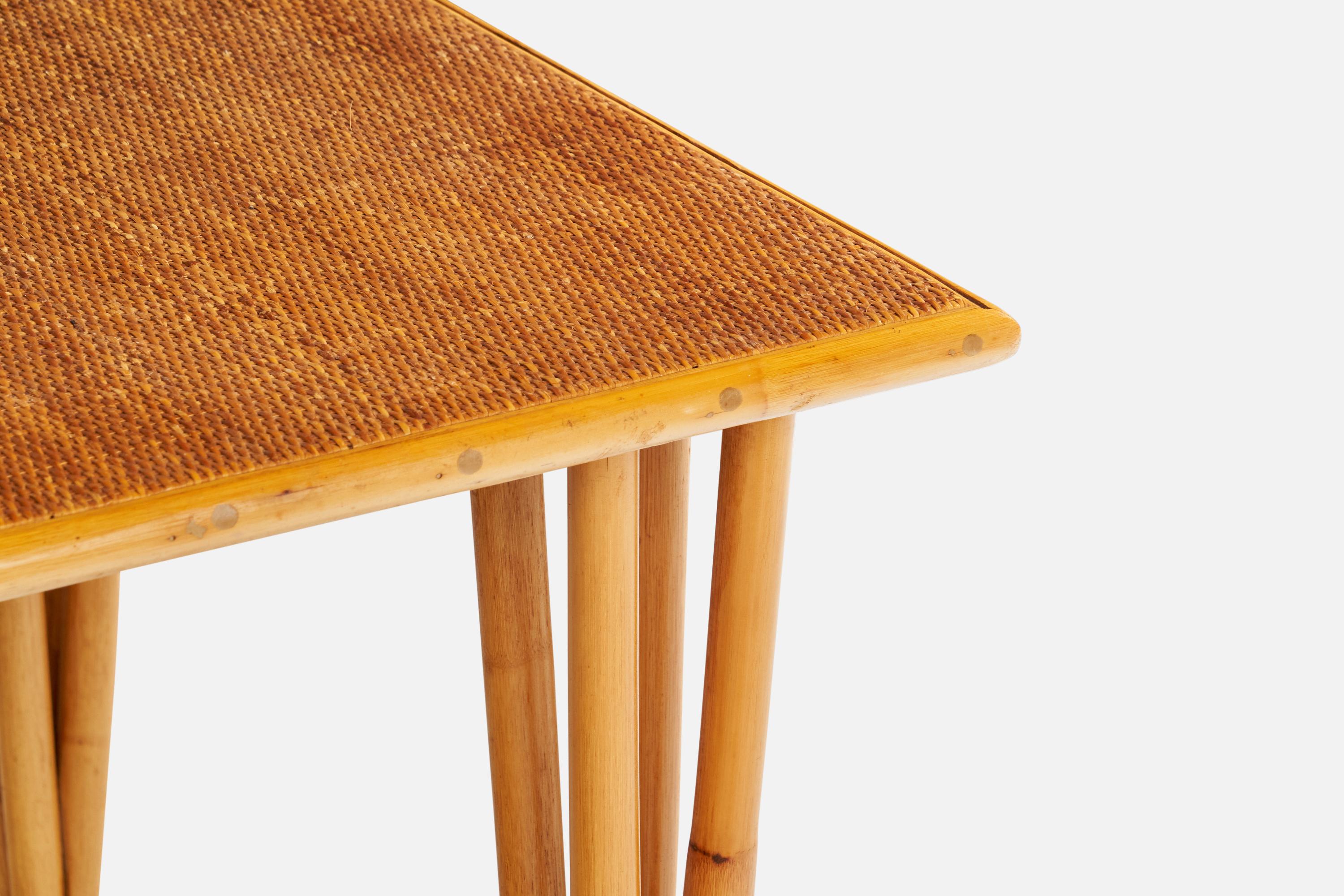 Amerikanischer Designer, Beistelltisch, Bambus, Rattan, Schilfrohr, USA, 1950er Jahre 1