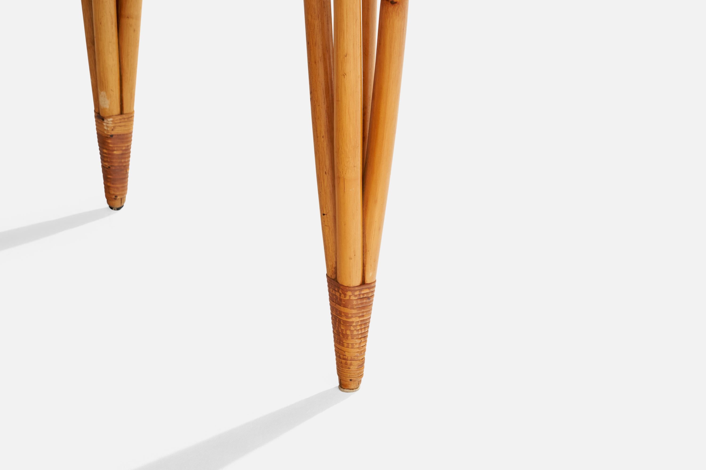 Amerikanischer Designer, Beistelltisch, Bambus, Rattan, Schilfrohr, USA, 1950er Jahre 2