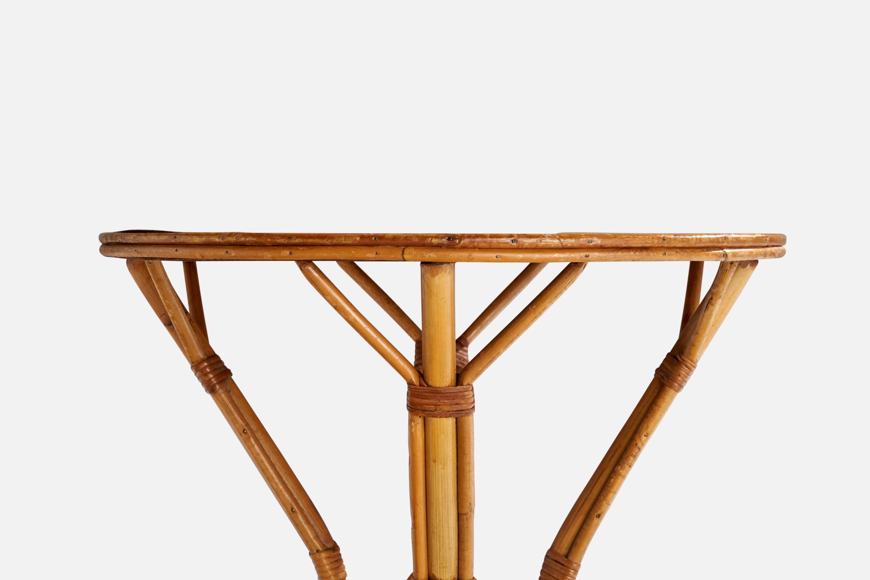 Mid-20th Century American Designer, Side Table, Bamboo, Rattan, Wood, USA, 1950s For Sale