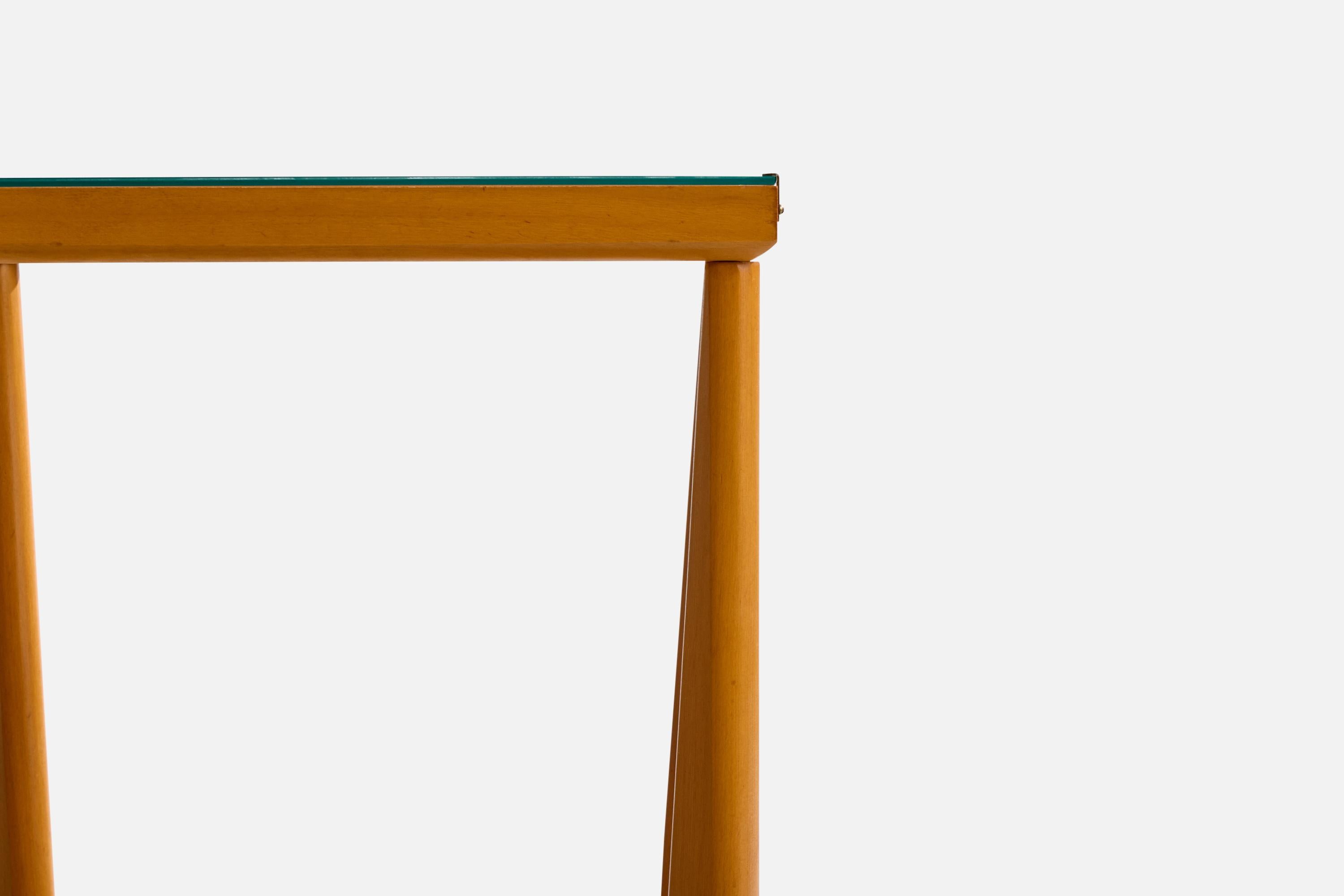 American Designer, Side Table, Mahogany, Glass, Metal, USA, 1950s im Zustand „Gut“ im Angebot in High Point, NC