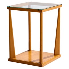 American Designer, Side Table, Mahogany, Glass, Metal, USA, 1950s