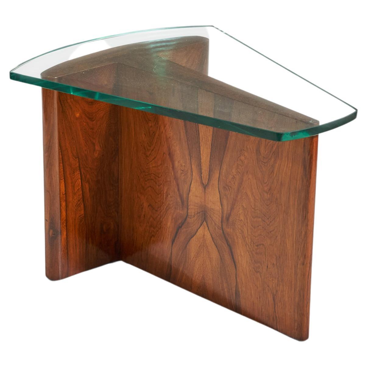 American Designer, Side Table, Rosewood, Glass, America, c. 1950s For Sale