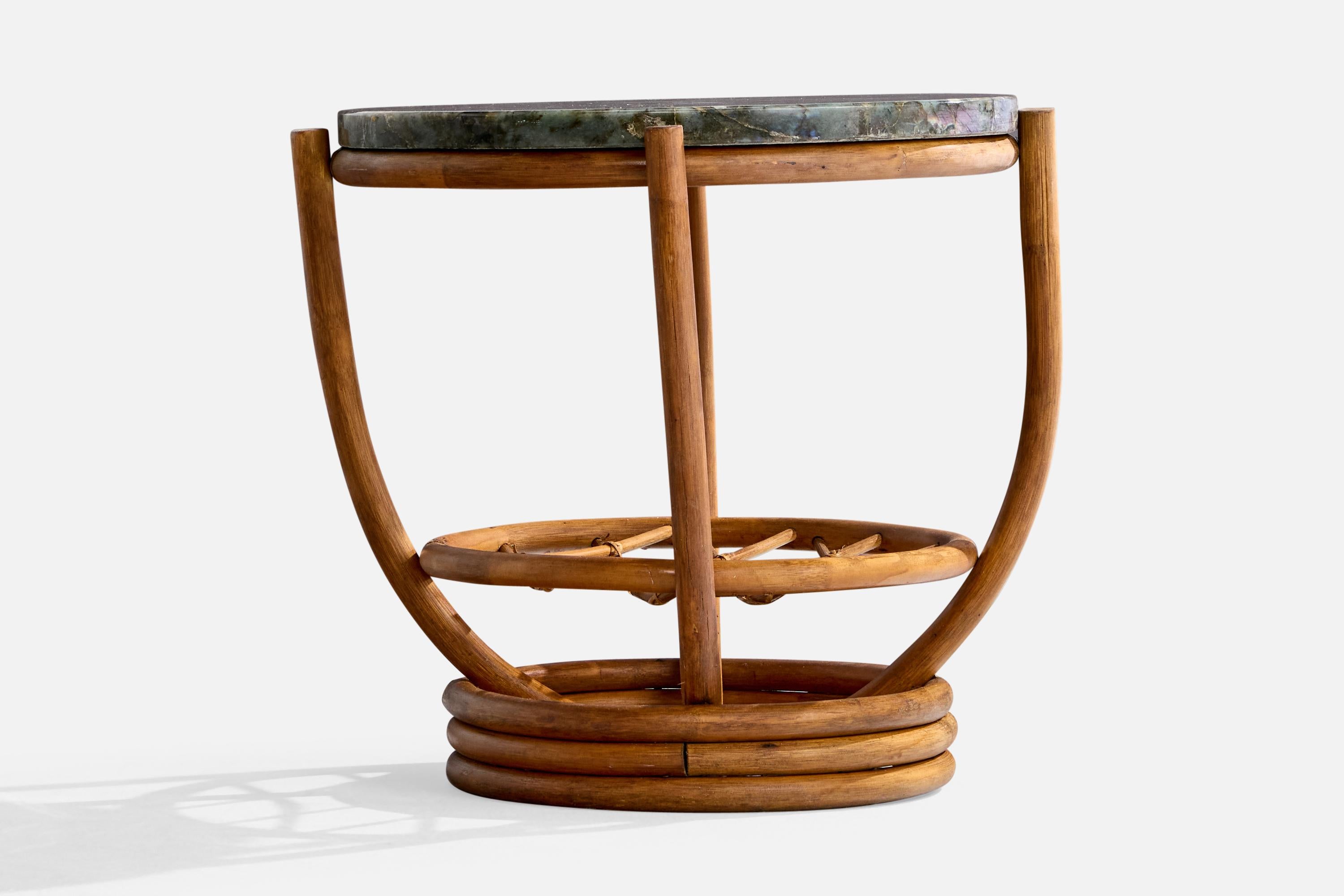 American Designer, Side Tables, Bamboo, Marble, USA, 1950s For Sale 2