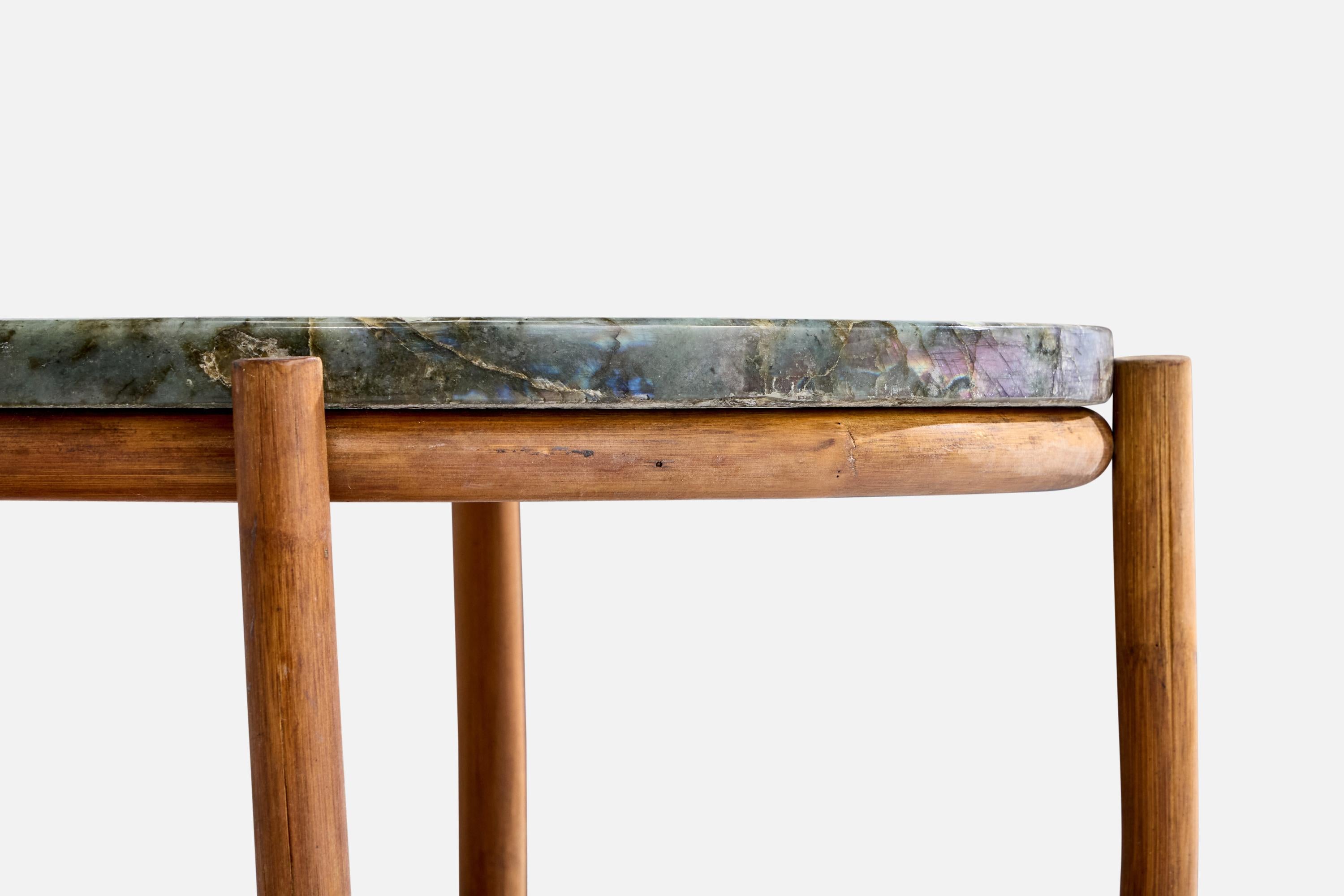 American Designer, Side Tables, Bamboo, Marble, USA, 1950s For Sale 3