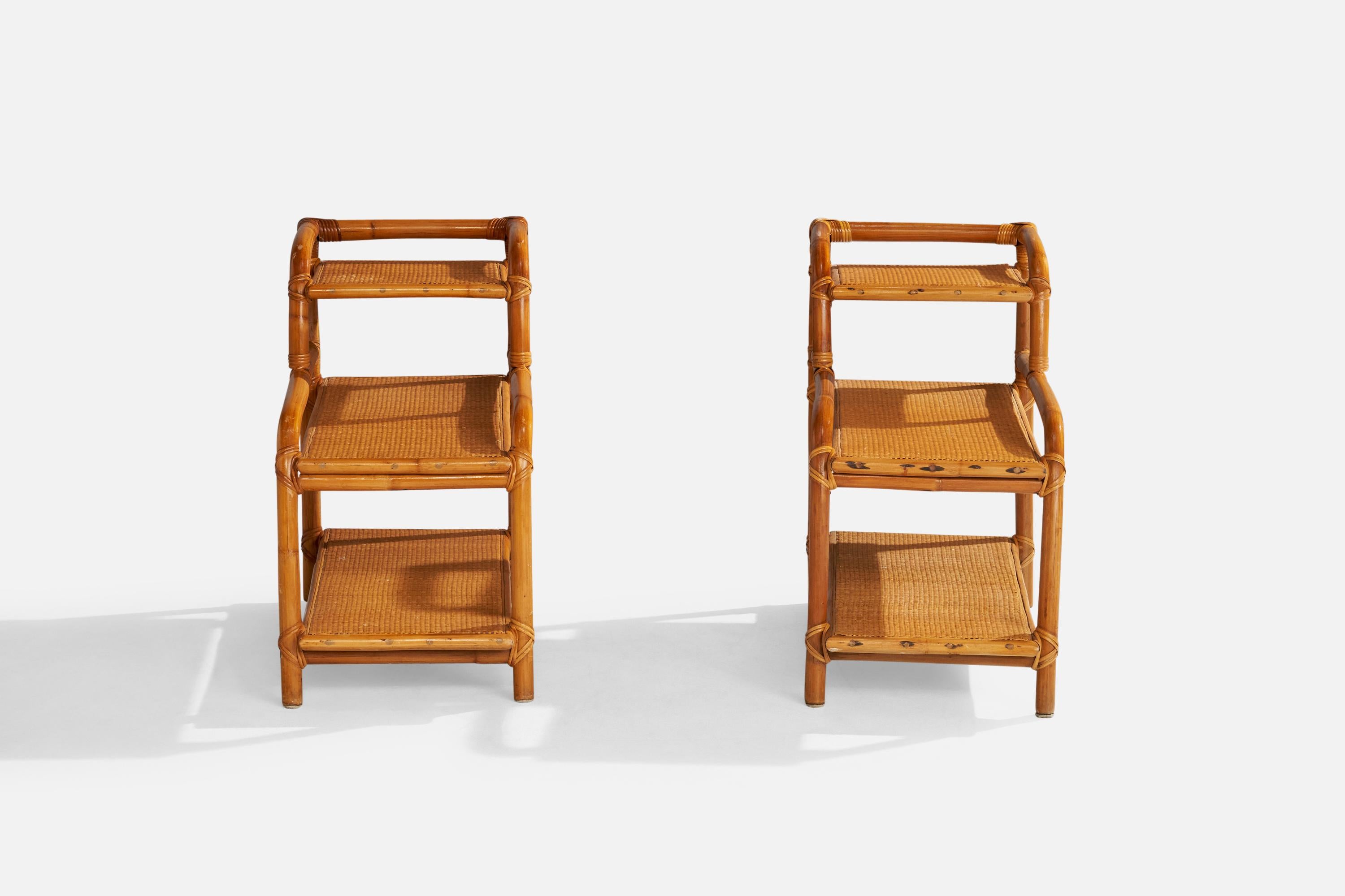 Amerikanische Designerin, Beistelltische, Bambus, Rattan, Schilfrohr, USA, 1950er Jahre (Moderne der Mitte des Jahrhunderts) im Angebot