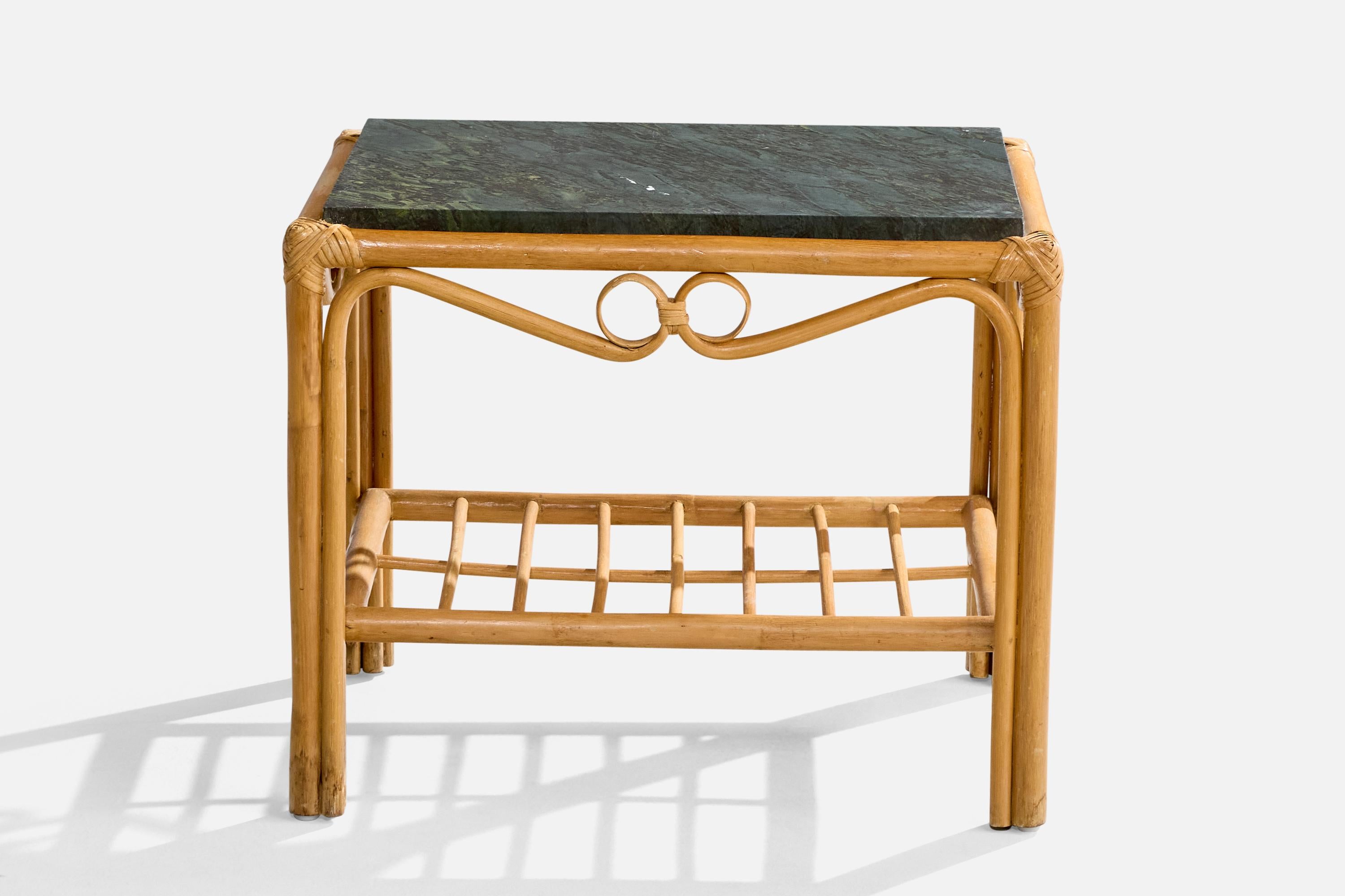 Amerikanische Designerin, Beistelltische, Bambus, Rattan, Marmor, USA, 1960er Jahre im Zustand „Gut“ im Angebot in High Point, NC