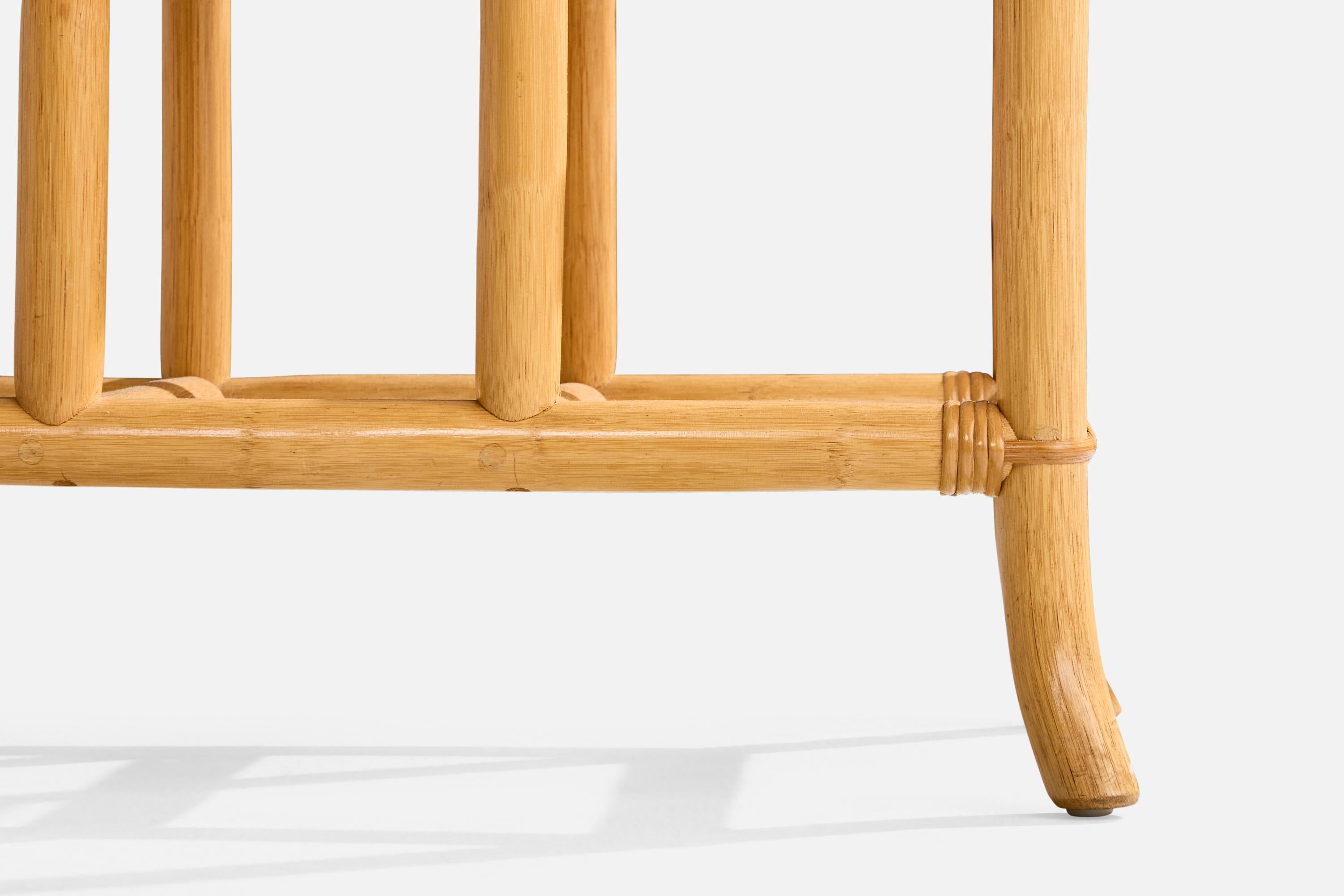 American Designer, Side Tables, Bamboo, Rattan, Marble, USA, 1970s For Sale 6