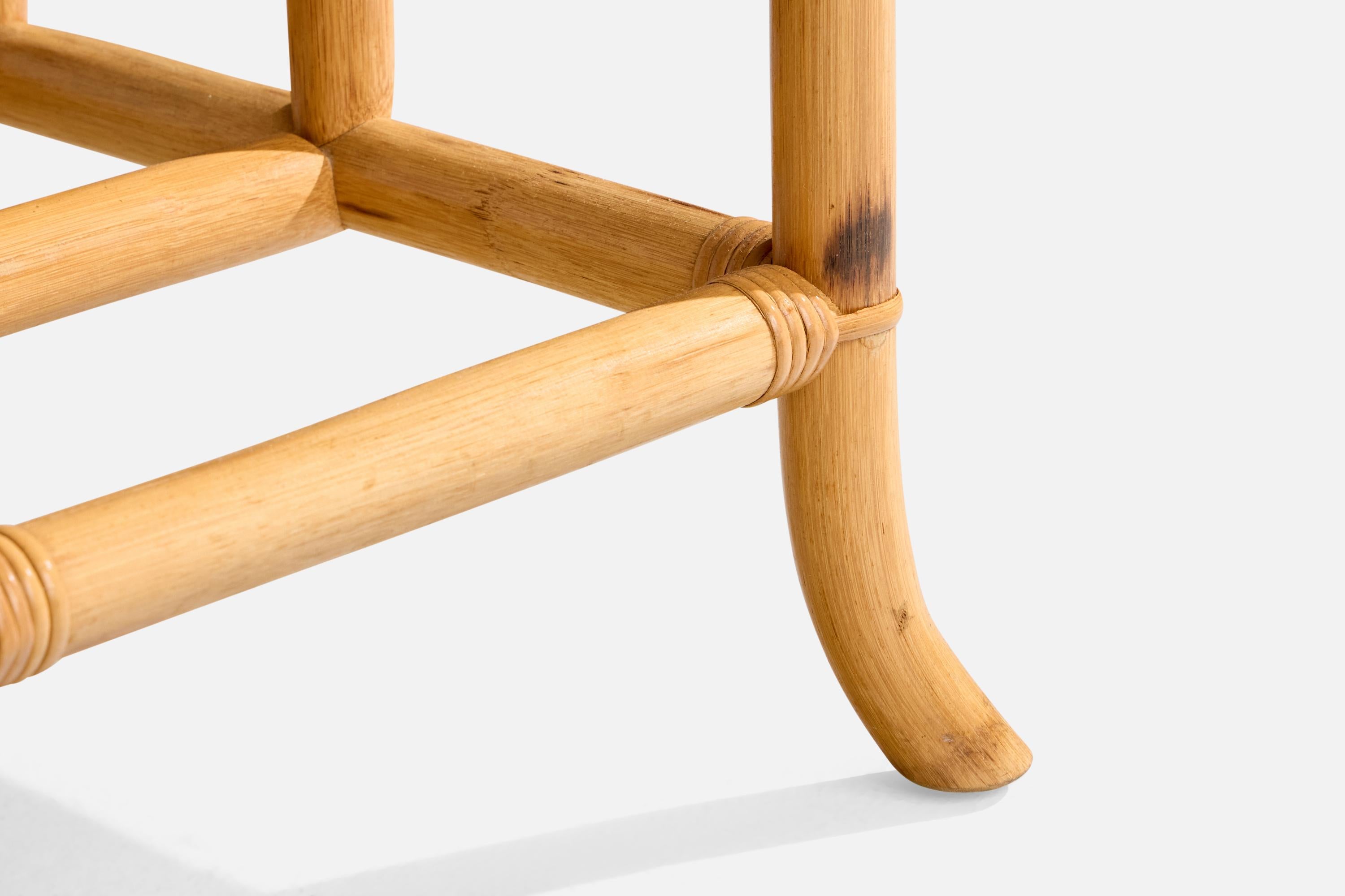 American Designer, Side Tables, Bamboo, Rattan, Marble, USA, 1970s For Sale 7