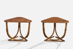 American Designer, Side Tables, Bamboo, Wood, Rattan, USA, 1950s