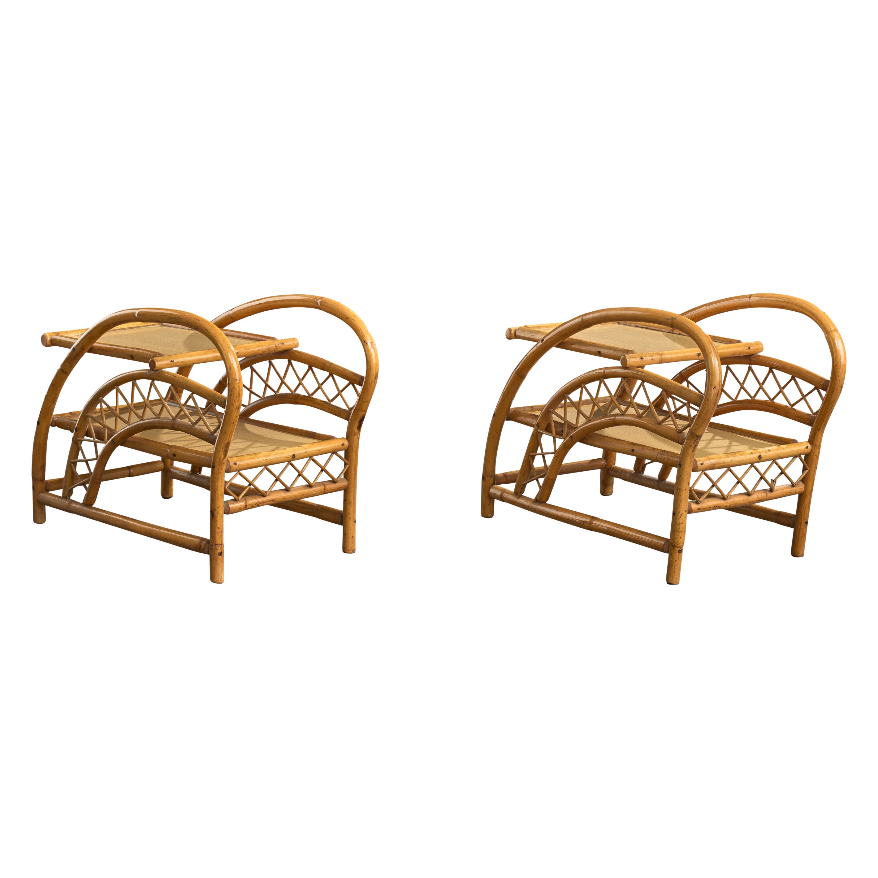 American Designer, Side Tables, Bamboo, Wood, USA, 1950s For Sale