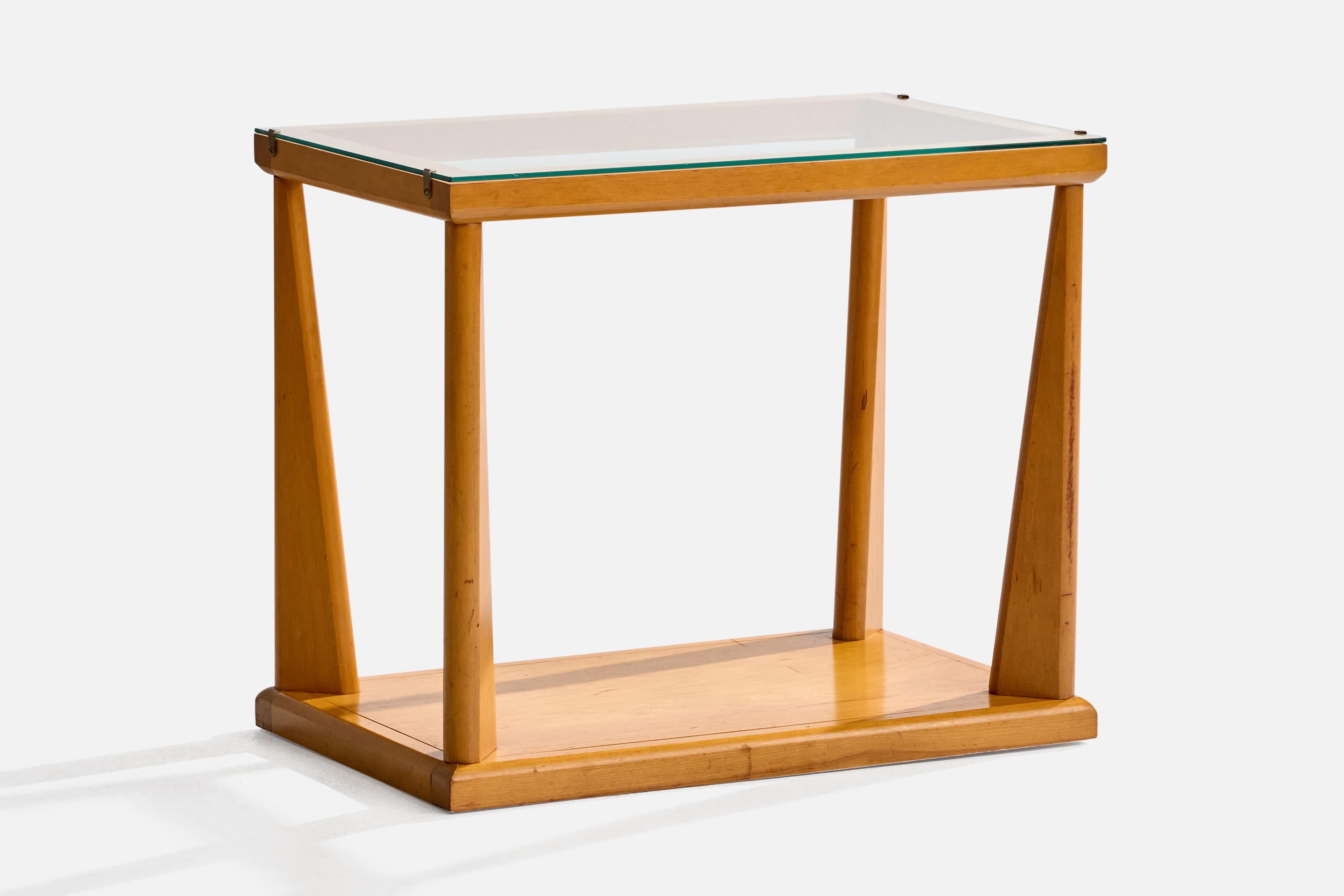American Designer, Side Tables, Mahogany, Glass, Metal, USA, 1950s Estadounidense en venta