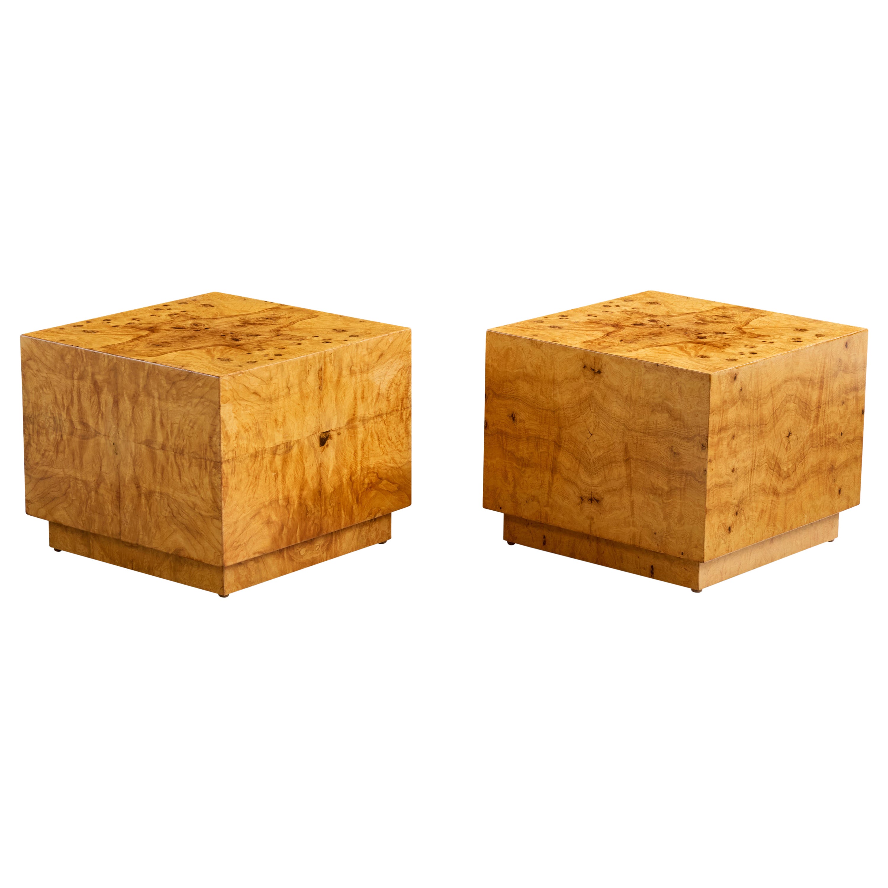 Designer américain, tables d'appoint, loupe d'érable, États-Unis, années 1970 en vente