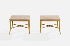 Designer américain, tables d'appoint, marbre, Wood, États-Unis, années 1950