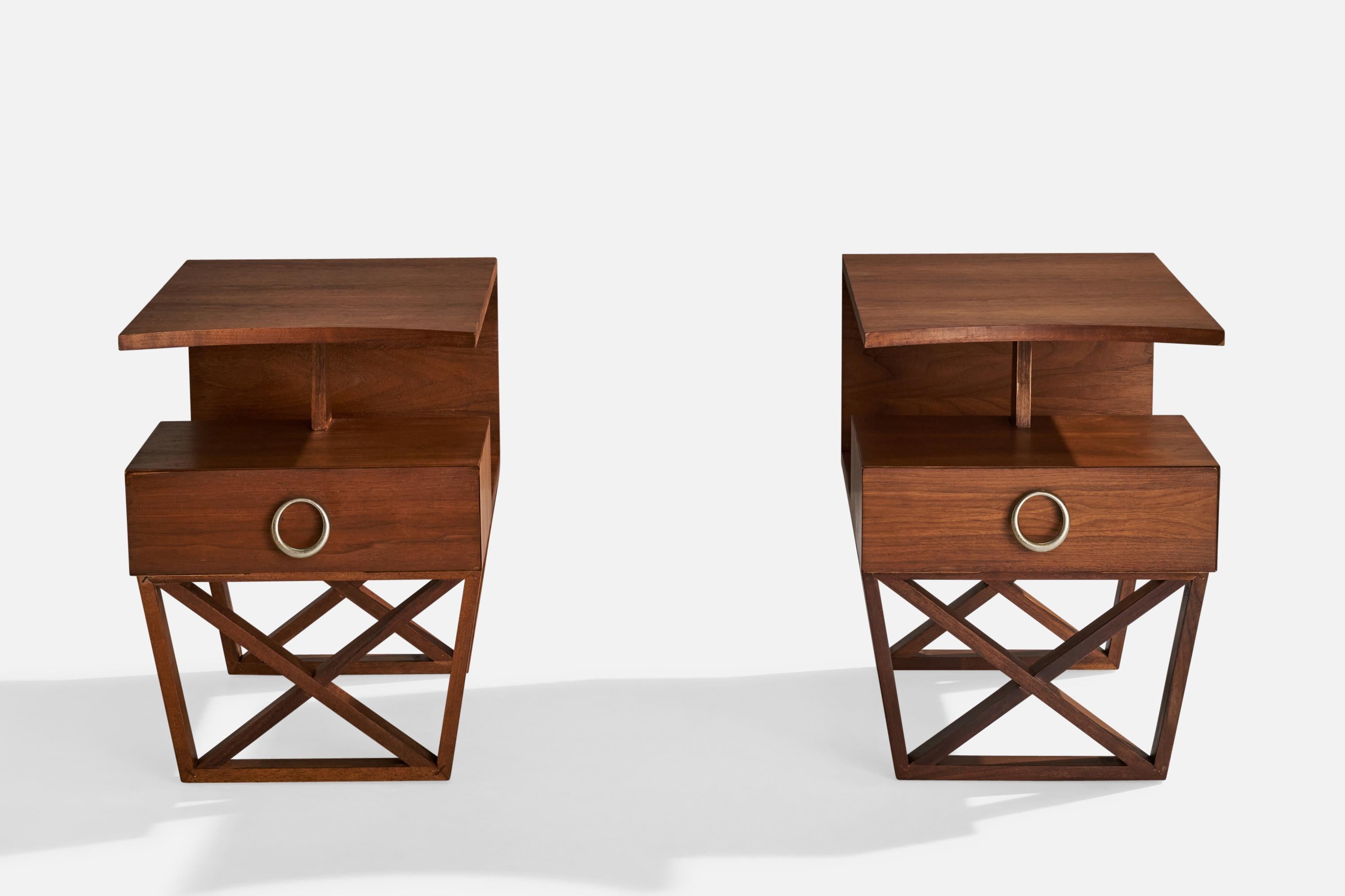 Mid-Century moderno Designer americano, Tavolini, Oak, Metallo, USA, anni '40 in vendita
