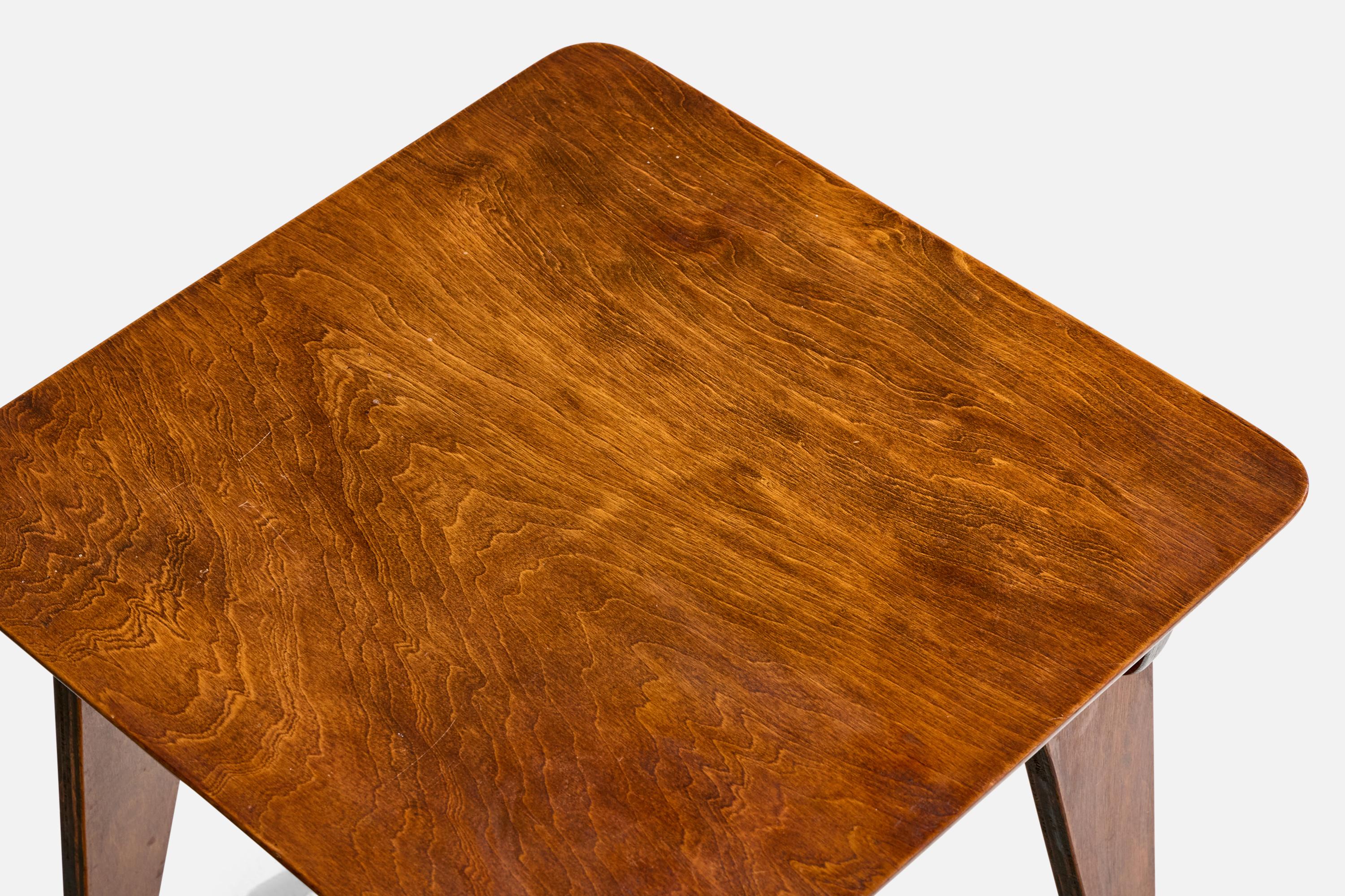 American Designer, Side Tables, Plywood, Brass, USA, 1930s For Sale 9