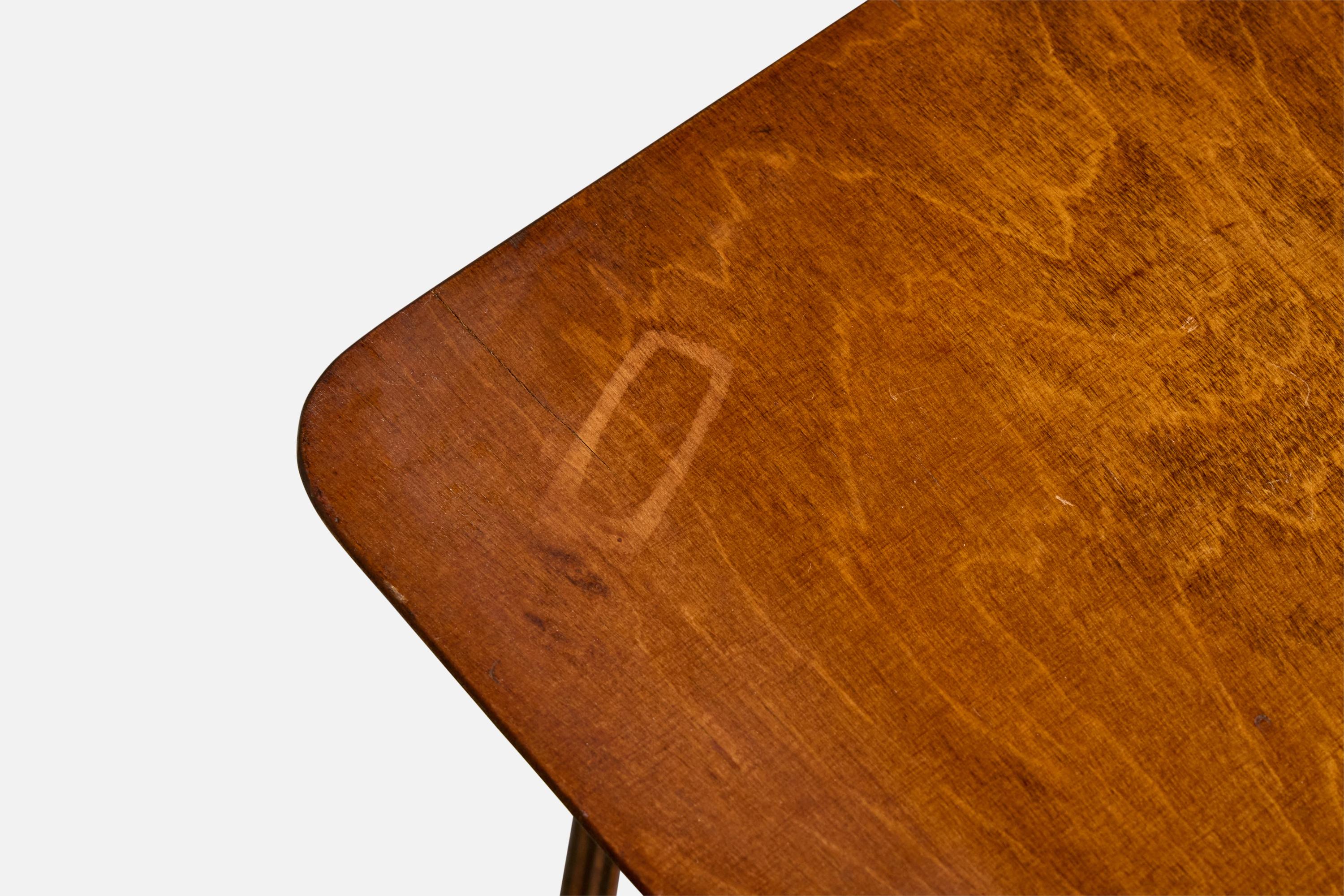 American Designer, Side Tables, Plywood, Brass, USA, 1930s For Sale 10