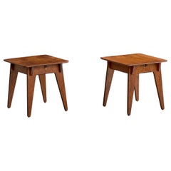 American Designer, Side Tables, Plywood, Brass, USA, 1930s