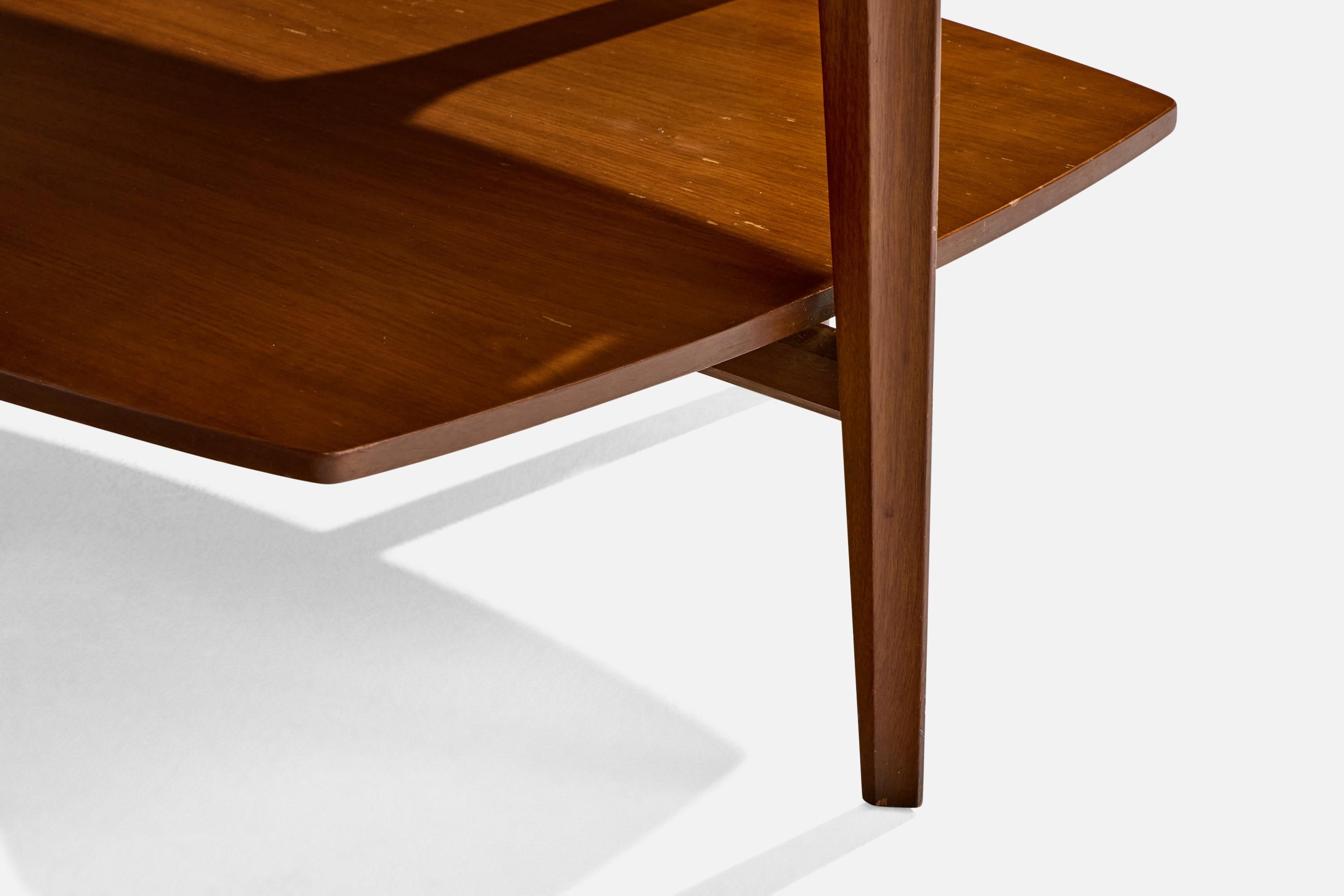 American Designer, Side Tables, Walnut, Travertine, USA, 1950s en venta 4