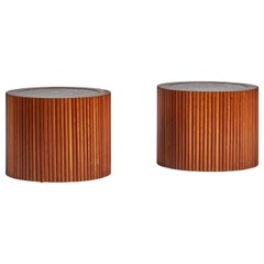 Vintage American Designer, Side Tables, Wood, Granite, USA, 1970s