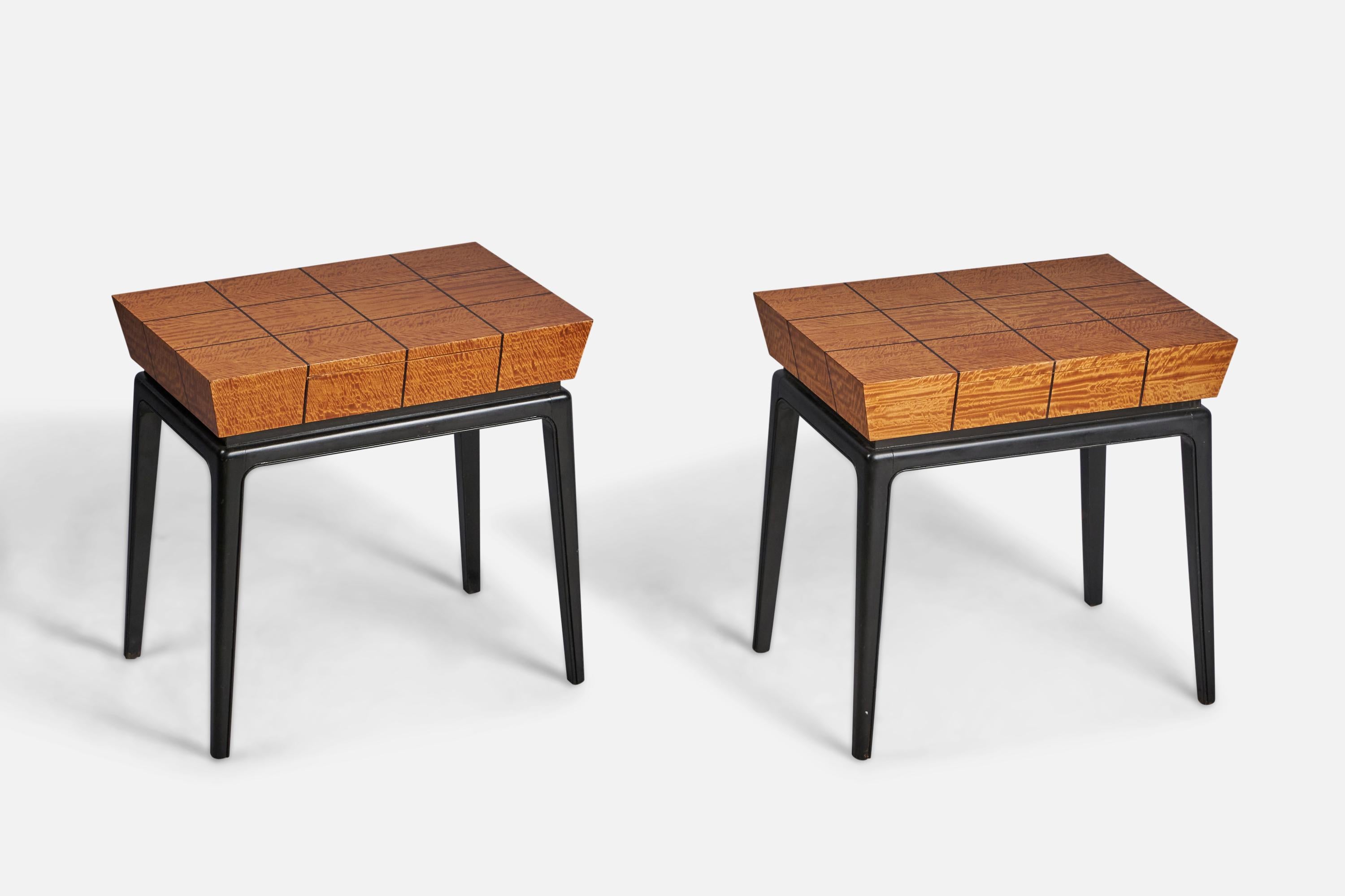 Mid-Century Modern American Designer, Side Tables, Wood, USA, 1950s For Sale