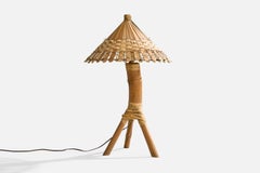 American Designer, Sizable Table Lamp, Bamboo, Rattan, Philippines, 1950s