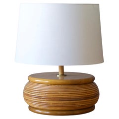 American Designer, Sizable Table Lamp, Reed, Wood, United States, 1960s
