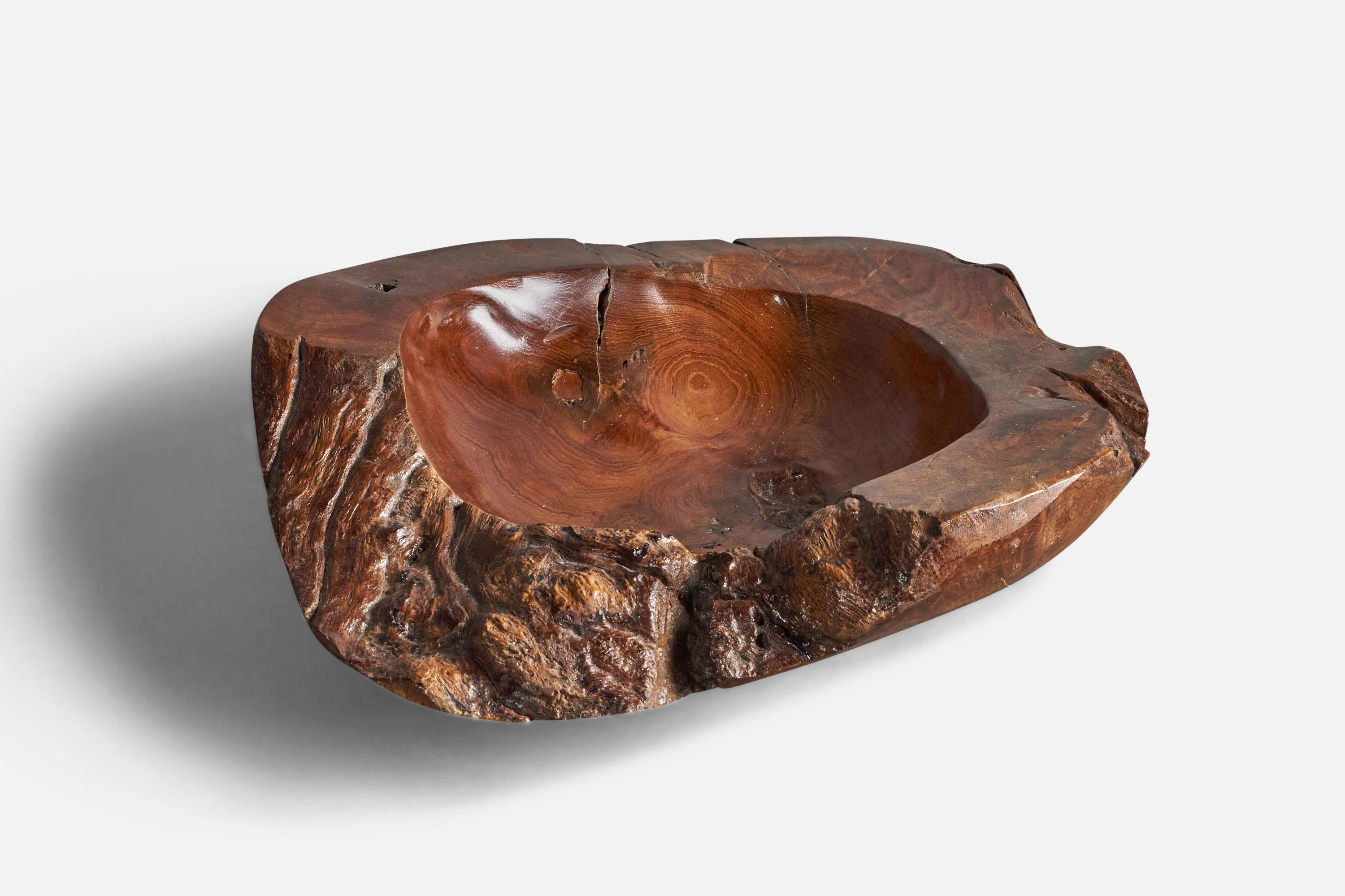 Post-Modern American Designer, Sizeable Freeform Bowl, Burlwood, USA, 1970s For Sale