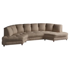 Used American Designer, Sizeable Sofa, Fabric, Wood, 1950s