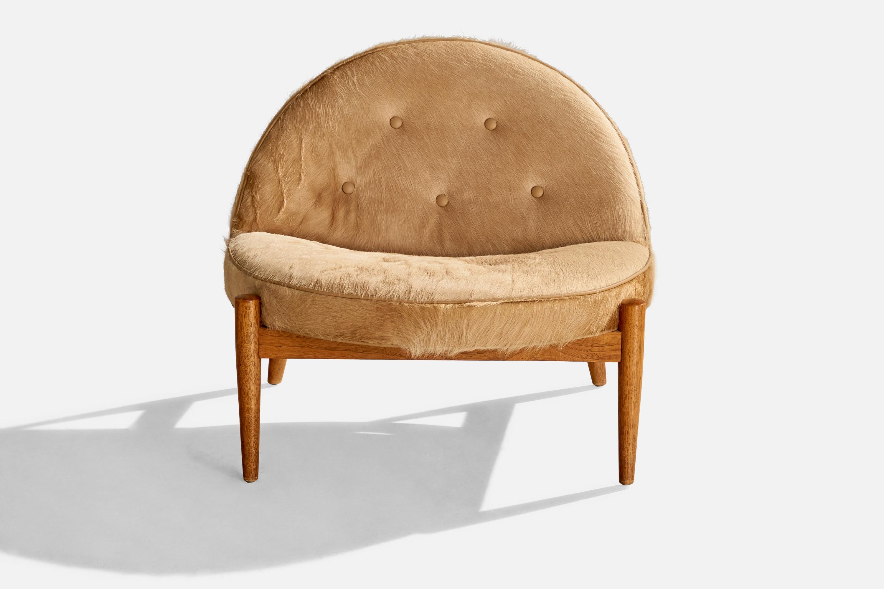 Mid-Century Modern Design/One, Oak, Peau de Poney, USA, années 1950 en vente