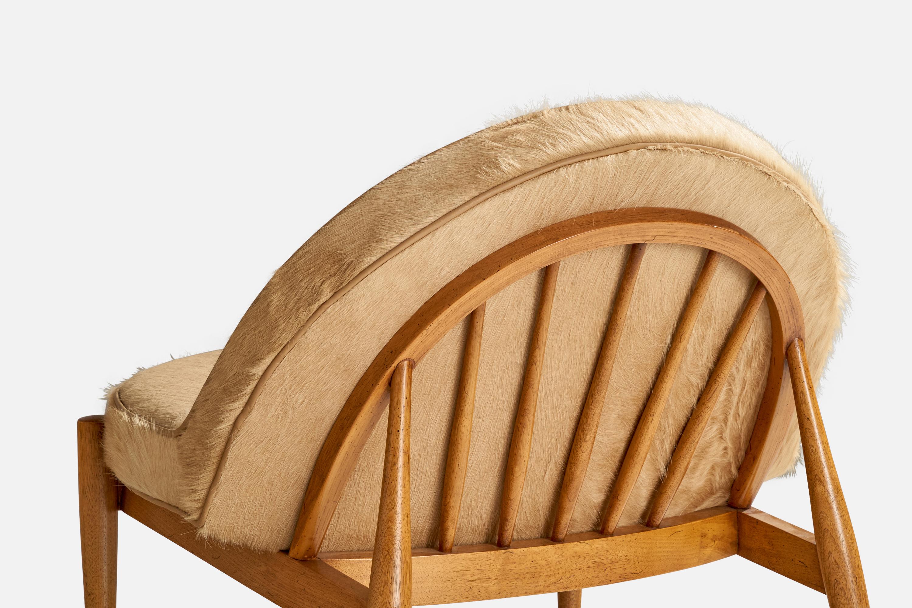 Milieu du XXe siècle Design/One, Oak, Peau de Poney, USA, années 1950 en vente