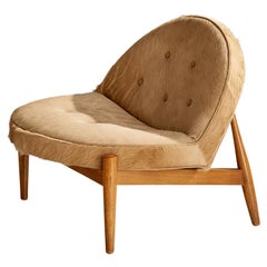 American Designer, Slipper Chair, Oak, Pony Hide, USA, 1950s