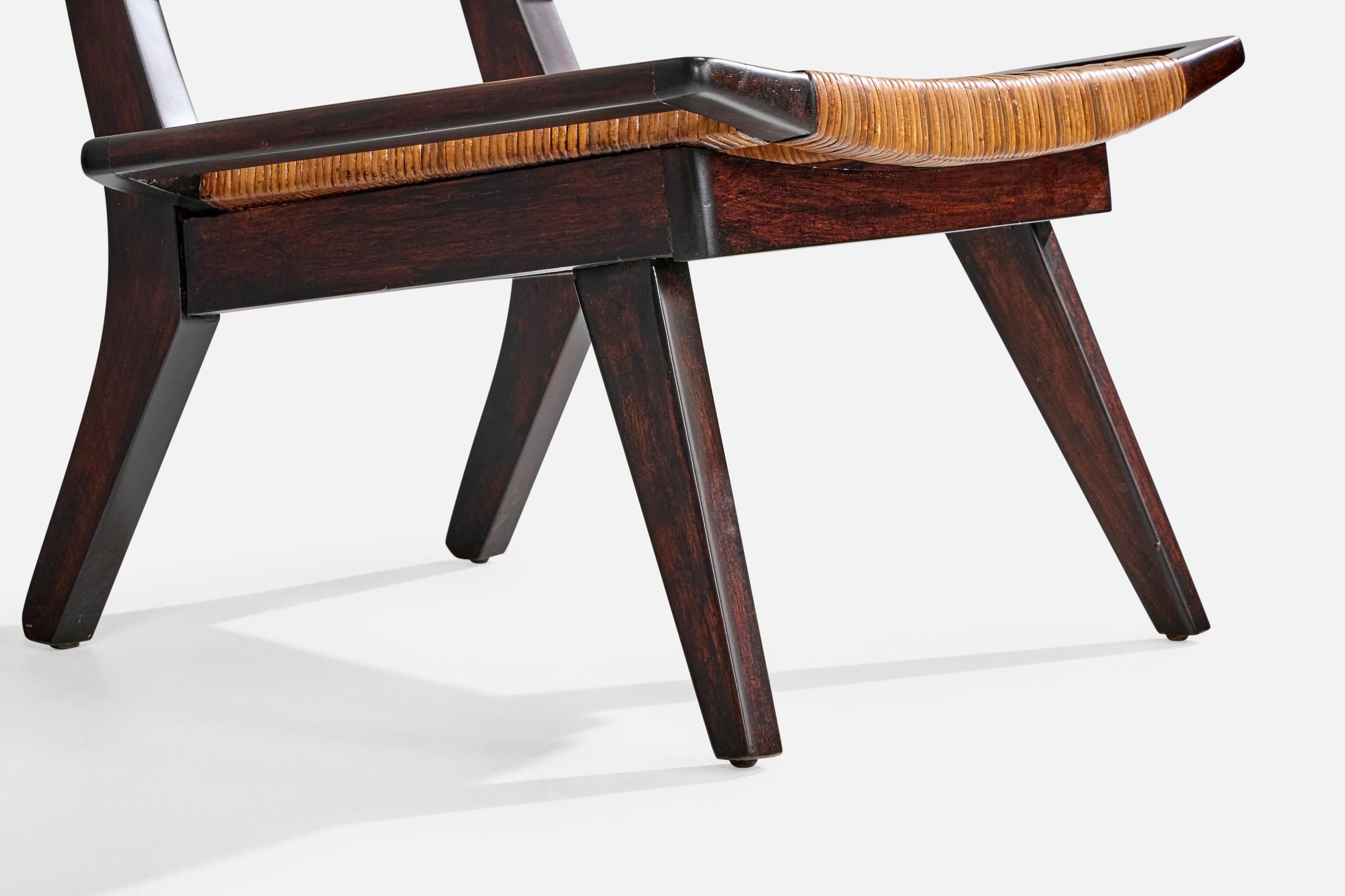 American Designer, Slipper Chair, Wood, Rattan, USA, 1950s 6