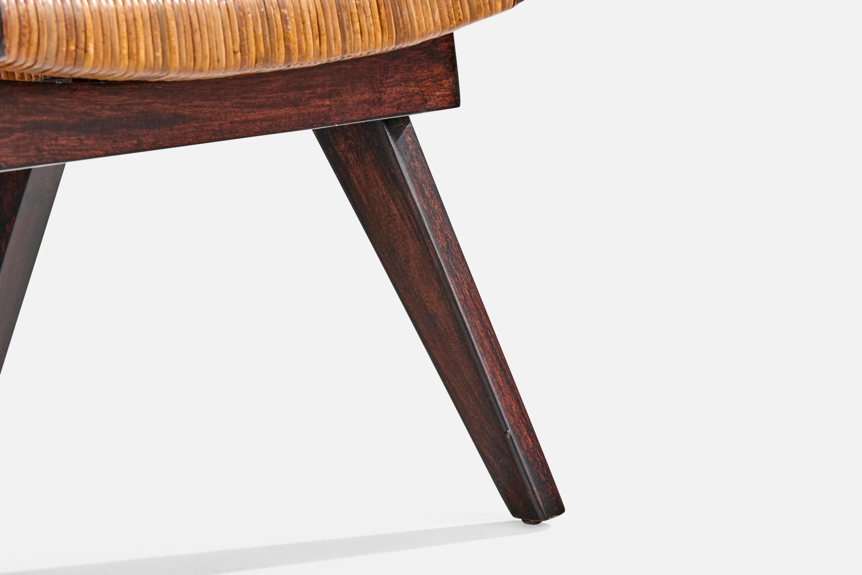 American Designer, Slipper Chair, Wood, Rattan, USA, 1950s 7