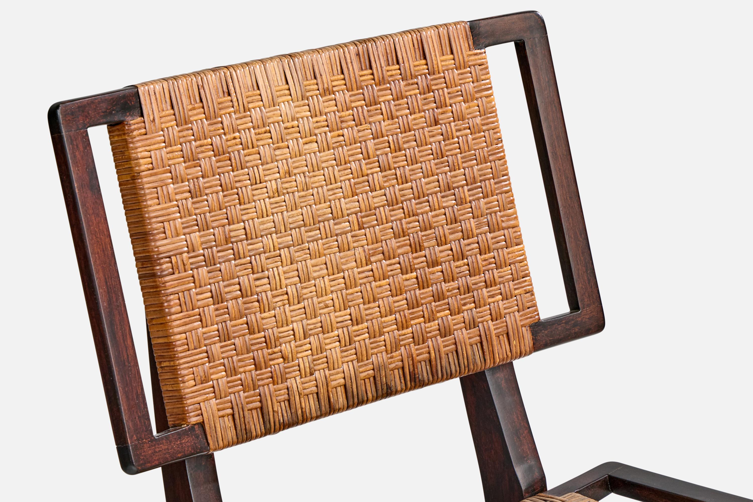American Designer, Slipper Chair, Wood, Rattan, USA, 1950s 3