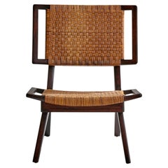 American Designer, Slipper Chair, Wood, Rattan, USA, 1950s