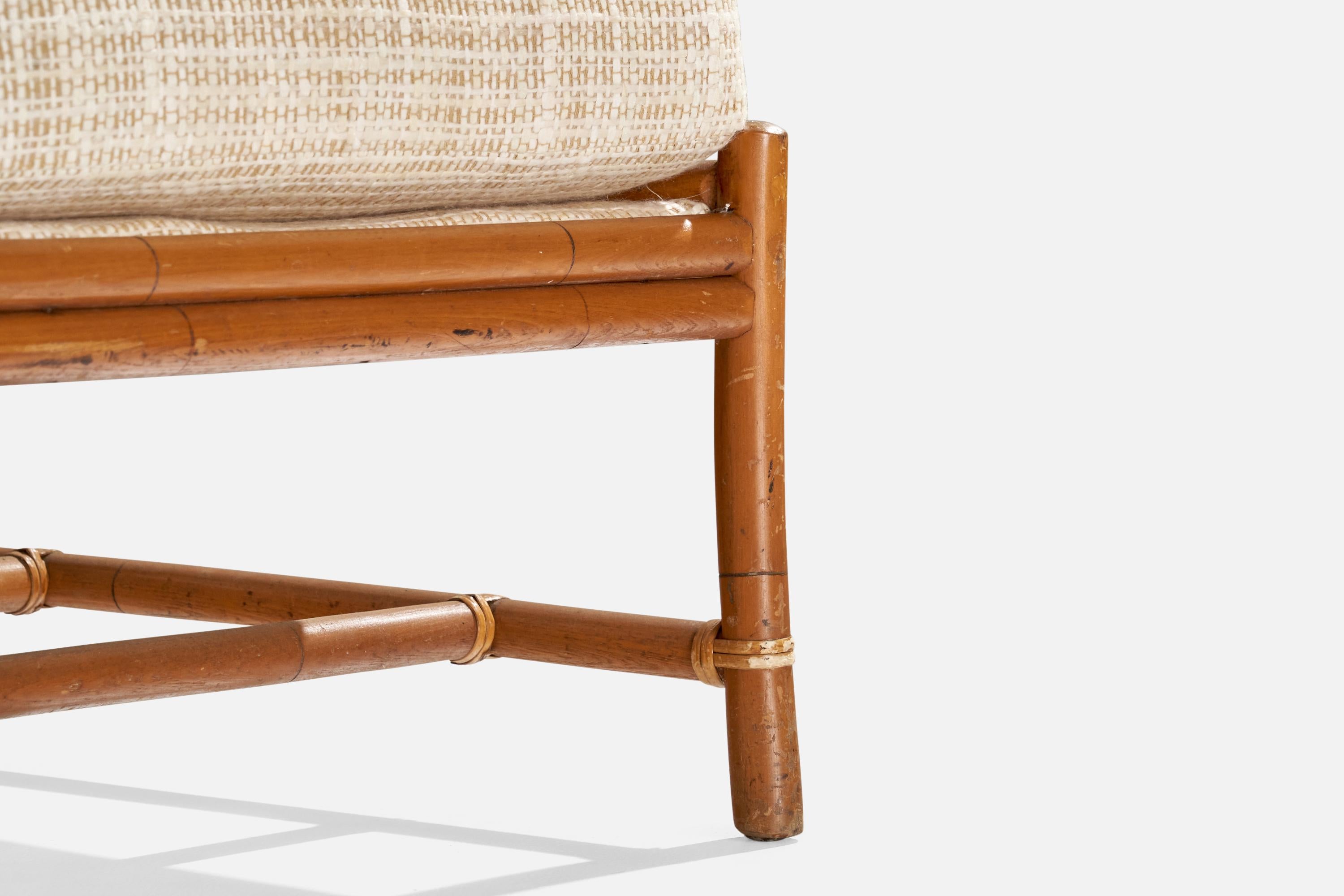 Mid-Century Modern Am designs/One, Bambou, Rotin, Tissu, 1950s en vente
