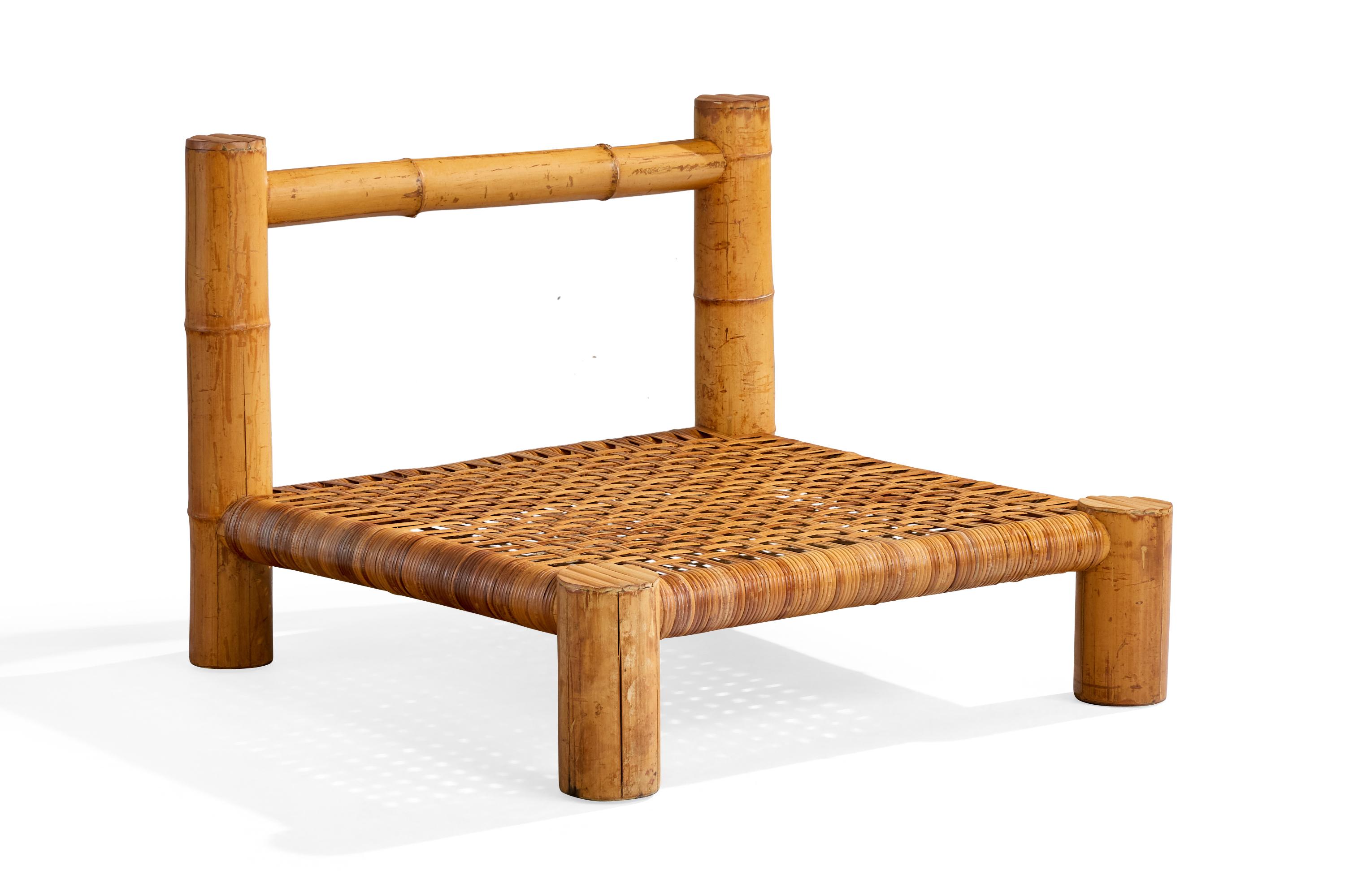Late 20th Century American Designer, Slipper Chairs, Bamboo, Rattan, USA, 1970s For Sale