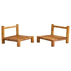 American Designer, Slipper Chairs, Bamboo, Rattan, USA, 1970s